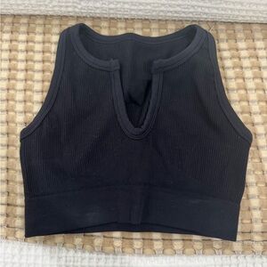 Black Ribbed Crop Top